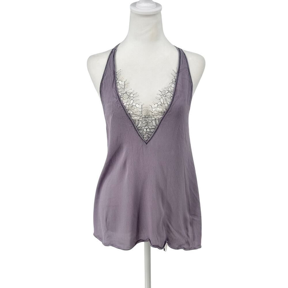 💜✨ Mustard Seed Lace Detail Tank Top Size L Dusty Purple Boho Romantic festival